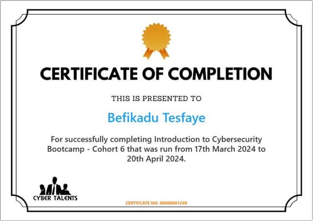 Introduction to Cybersecurity Bootcamp (ICS) Certificate